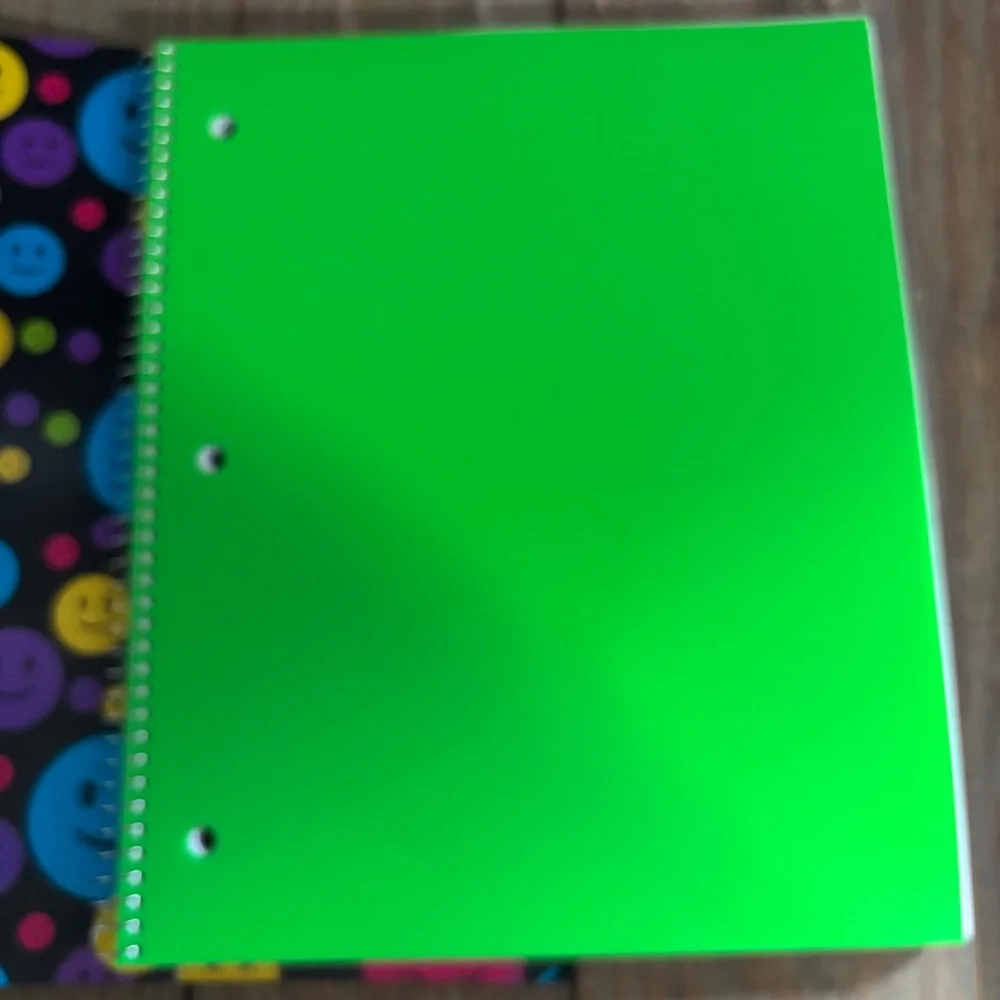 New Colorful Spiral Notebooks, happy face 3 ring binder and Scissors Set